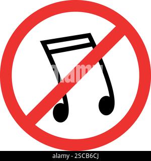 No musical instruments allowed sign. Forbidden signs and symbols. Stock Vector