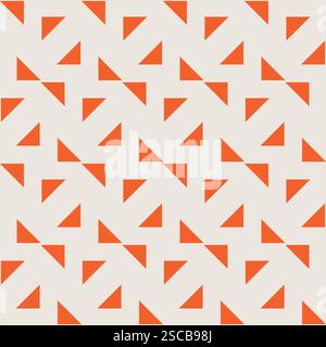 Trendy orange triangle seamless pattern. Cream white background. Stock Vector