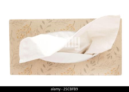 Top view of an isolated tissue box on a white background Stock Photo