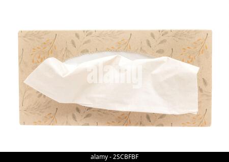 Top view of an isolated tissue box on a white background Stock Photo