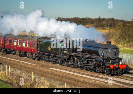 LMS Stanier Class 5 4-6-0 No. 45212 is a preserved British steam locomotive seen at speed. Stock Photo