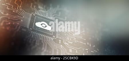 Cloud Enabling Scalable Solutions Illustrated on a Processor. Stock Photo