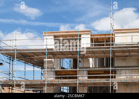New-build apartment in scaffolding on a construction site of a new residential area in Amersfoort. Stock Photo