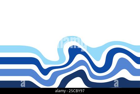 Wavy striped abstract background vector. Template background with blue waves design Stock Vector