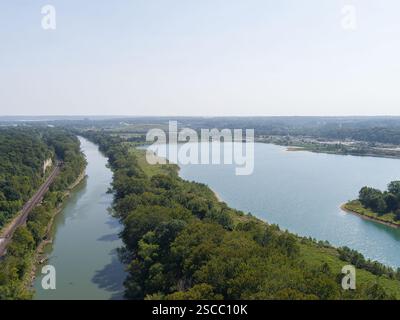 Aerial views of the Meramec river area Stock Photo