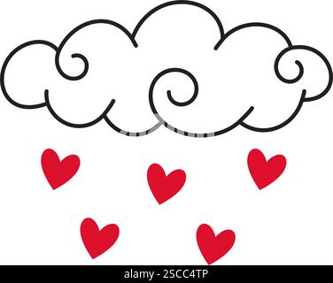 Rain love doodle style Hand drawn trendy flat style love isolated icon Romantic symbol of love for web graphic design poster tattoo Valentines Day Greeting card line art Vector illustration Stock Vector