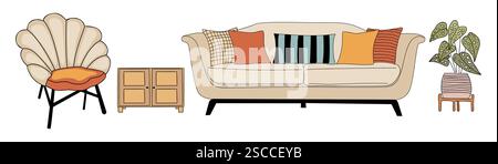Set of home furniture for living room Stock Vector