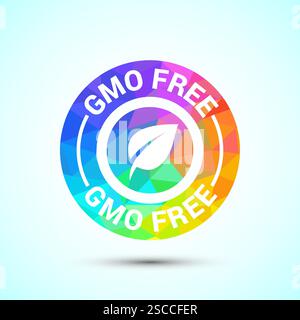 GMO free icon design illustration, Non gmo food label,  Organic healthy food sign symbol Stock Vector