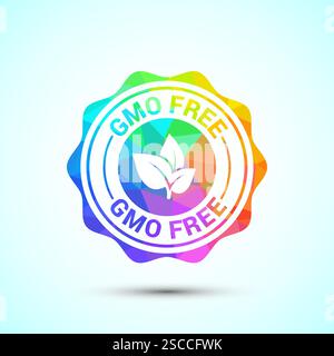 GMO free icon design illustration, Non gmo food label,  Organic healthy food sign symbol Stock Vector