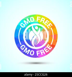 GMO free icon design illustration, Non gmo food label,  Organic healthy food sign symbol Stock Vector