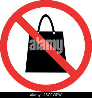 Shopping bag prohibited sign. Forbidden signs and symbols. Stock Vector