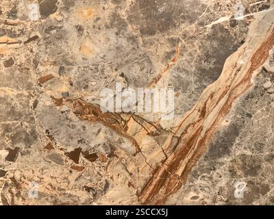 Florence canyon brown and grey marble texture with random abstract red veins and stone cut. Natural marble stone, Seamless background texture. Stock Photo
