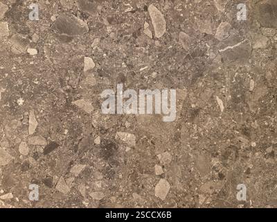Close up photo of natural brown terrazzo granite slab mainly used for wall finishes or floor finishes. Luxurious feel. seamless texture. Stock Photo