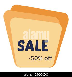Sale sticker with abstract yellow geometric forms. Vector illustration Stock Vector