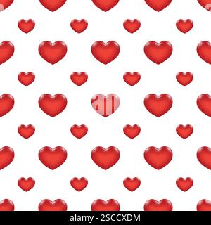 Seamless Pattern with Red Low Poly Heart. Symbol of Love. Vector illustration Stock Vector
