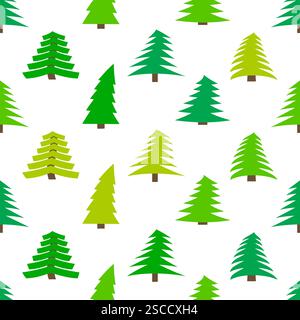 Seamless pattern with spruces on white background. Vector illustration Stock Vector