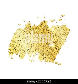 Golden Paint Glittering backdrop on a white background. Background with gold sparkles and glitter effect. Empty space for your text.  Vector illustrat Stock Vector