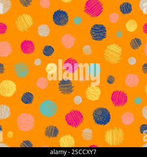 Seamless pattern with hand drawn black circle scribble smear. Abstract grunge texture. Vector illustration Stock Vector