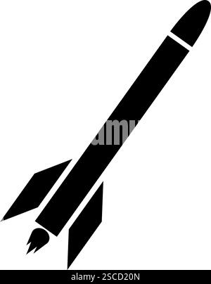 Rocket with smoke sign or missile symbol. Military signs and symbols. Stock Vector