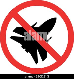 No flying aircraft sign. Forbidden Signs and Symbols. Stock Vector