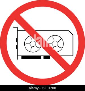 No video card sign. Forbidden Signs and Symbols. Stock Vector
