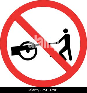 No Wheel barrow sign. Handcarts prohibited area. Traffic Signs and Symbols. Stock Vector