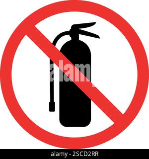 No fire extinguisher sign. Forbidden signs and symbols. Stock Vector