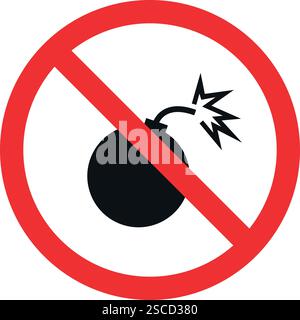 No Explosive icon sign. Forbidden signs and symbols. Stock Vector
