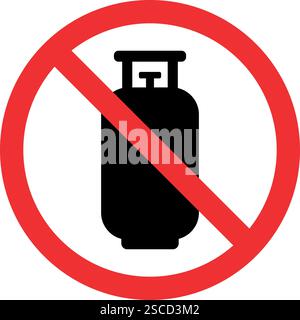 No gas cylinder sign. Forbidden signs and symbols. Stock Vector