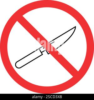 No knife sign vector. Forbidden signs and symbols. Stock Vector