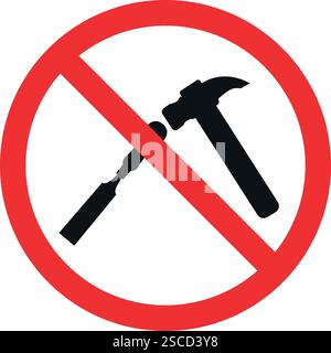 No chiseling sign. Forbidden signs and symbols. Stock Vector