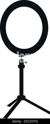 Portable ring light with stand sign. Electronics signs and symbols. Stock Vector