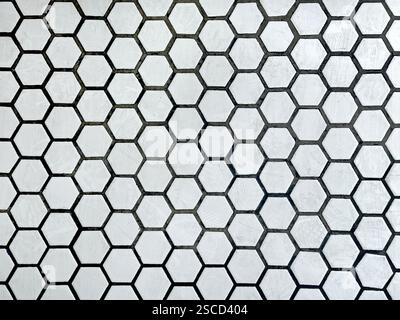 Hexagon or honeycomb pattern in white color seamless background. Hexagon mozaic seamless texture Stock Photo