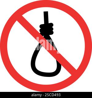 No suicide icon sign. Forbidden signs and symbols. Stock Vector