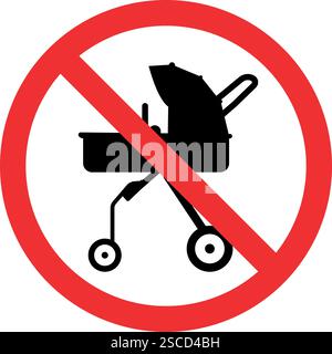 No Baby stroller sign. Forbidden signs and symbols. Stock Vector