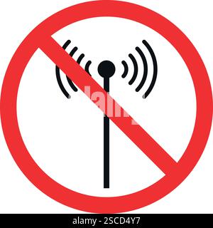 No radio signal sign. Weak wifi symbol. Forbidden signs and symbols. Stock Vector