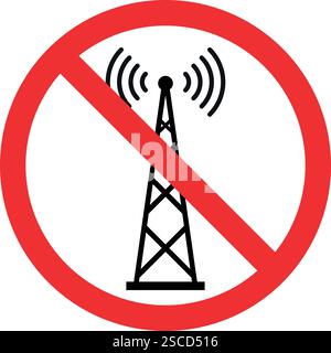 No antenna tower sign. Forbidden signs and symbols. Stock Vector