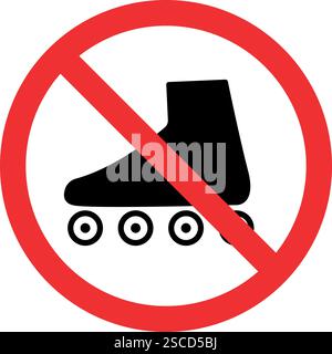 No Roller skating sign. Forbidden signs and symbols. Stock Vector