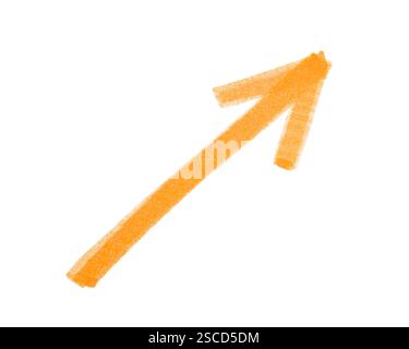 One orange drawn arrow isolated on white Stock Photo