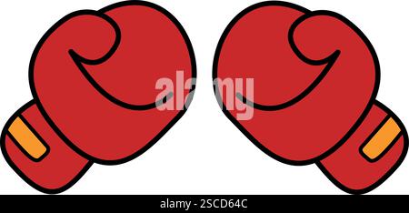 Boxing gloves icon sign. Red color. Sports signs and symbols. Stock Vector