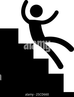 Slippery staircase warning sign. Caution signs and symbols. Stock Vector