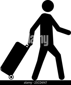 Passenger with luggage icon. Travel signs and symbols. Stock Vector