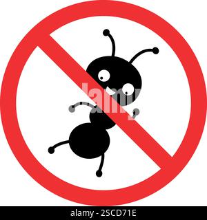 No ant sign. Forbidden signs and symbols. Stock Vector