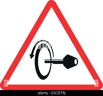 Turn off engine sign. Red triangle background. Industrial signs and symbols. Stock Vector