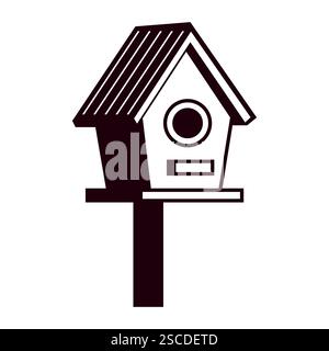 Black birdhouse icon on white background. Vector illustration Stock Vector