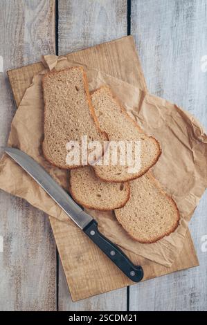 brown bread fresh and healthy food meal lunch dinner breakfast slices of bread flour snacks sandwich bread. Homemade bread, natural agricultural produ Stock Photo