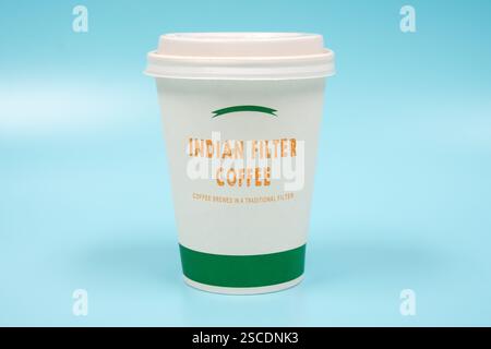 Indian Filter Coffee Coffee brewed in a traditional filter Made using finely ground coffee and chicory, brewed in a special metal filter and served wi Stock Photo