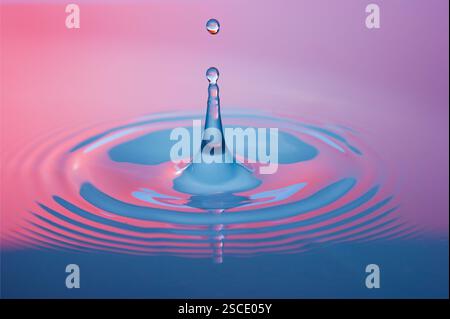Water drop falling into water making a perfect concentric circles Stock Photo