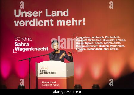 Sahra Wagenecht during her election campaign speech, portrait. Election event of the party Buendnis Sahra Wagenknecht for the Bundestag election 2025 Stock Photo