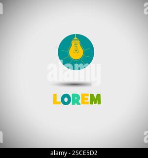 lamp icon logo. hand drawn. Not AI, Vector illustration Stock Vector